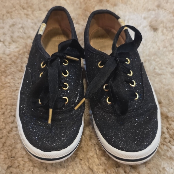 Keds Kate Spade Black and Gold Sparkly Sneakers - Picture 1 of 1